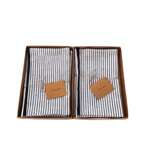 NEW 8 Pcs Solino Home European Linen Carmine Navy Blue Dinner Napkins 20 x 20‎